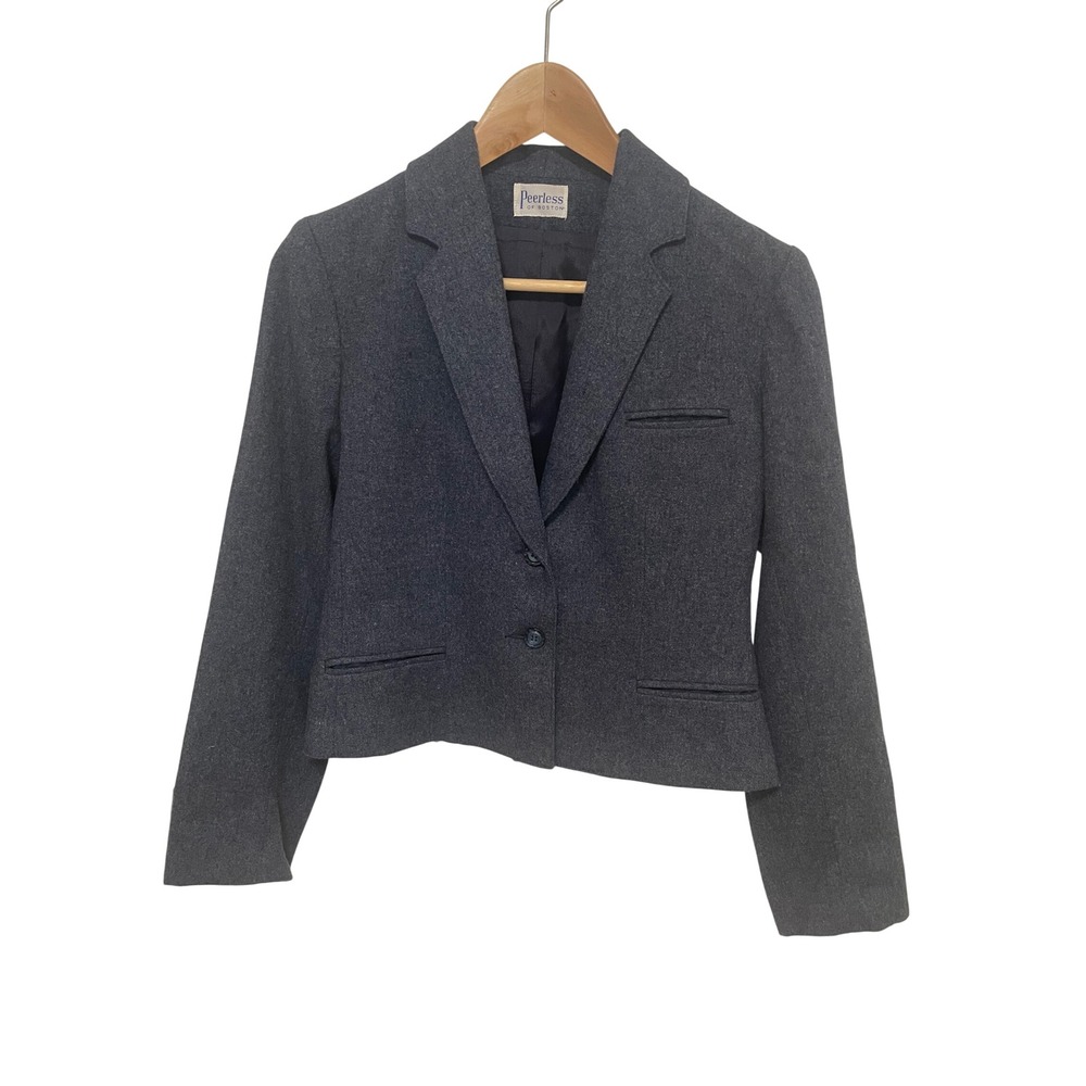 Vintage Wool Blazer Peerless of Boston Wool‎ Charcoal Grey ILGWU Small